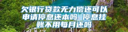 欠银行贷款无力偿还可以申请停息还本吗 停息挂账不用每月还吗