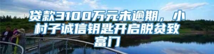 贷款3100万元未逾期，小村子诚信钥匙开启脱贫致富门