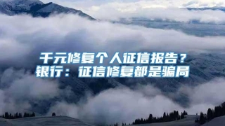 千元修复个人征信报告？银行：征信修复都是骗局