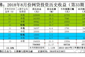 大佛：2018年8月网贷投资月报（第33期）