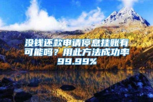 没钱还款申请停息挂账有可能吗？用此方法成功率99.99%