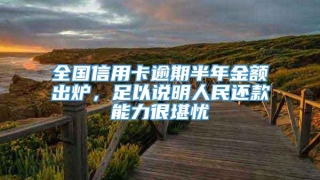 全国信用卡逾期半年金额出炉，足以说明人民还款能力很堪忧