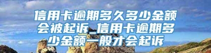 信用卡逾期多久多少金额会被起诉_信用卡逾期多少金额一般才会起诉
