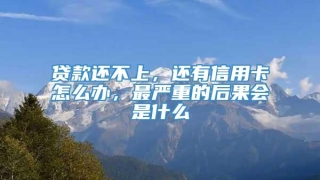贷款还不上，还有信用卡怎么办，最严重的后果会是什么