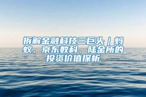 拆解金融科技三巨头｜蚂蚁、京东数科、陆金所的投资价值探析