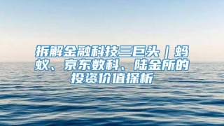 拆解金融科技三巨头｜蚂蚁、京东数科、陆金所的投资价值探析