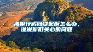 被银行或网贷起诉怎么办，说说你们关心的问题