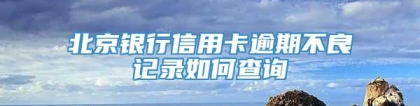 北京银行信用卡逾期不良记录如何查询