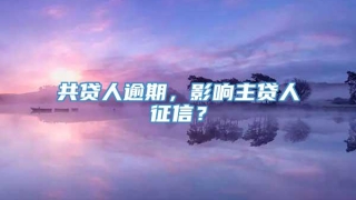 共贷人逾期，影响主贷人征信？