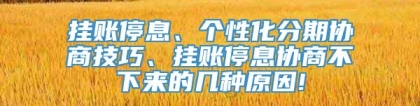 挂账停息、个性化分期协商技巧、挂账停息协商不下来的几种原因!