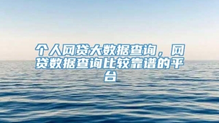 个人网贷大数据查询，网贷数据查询比较靠谱的平台