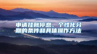 申请挂账停息、个性化分期的条件和具体操作方法
