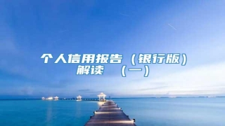 个人信用报告(银行版)解读 (一)