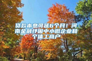 贷款本息可延6个月！河南金融纾困中小微企业和个体工商户