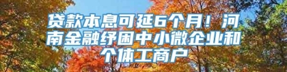 贷款本息可延6个月！河南金融纾困中小微企业和个体工商户