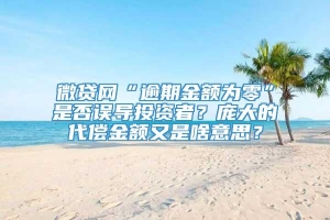 微贷网“逾期金额为零”是否误导投资者？庞大的代偿金额又是啥意思？