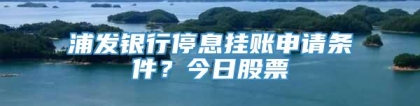 浦发银行停息挂账申请条件？今日股票