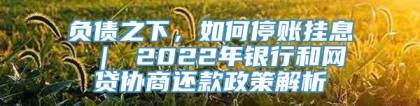 负债之下，如何停账挂息 ｜ 2022年银行和网贷协商还款政策解析