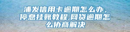 浦发信用卡逾期怎么办，停息挂账教程,网贷逾期怎么协商解决