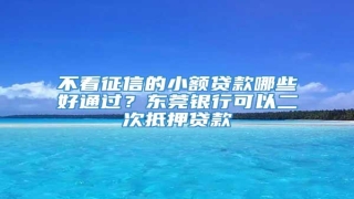 不看征信的小额贷款哪些好通过?东莞银行可以二次抵押贷款