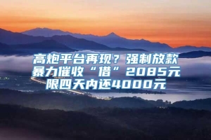 高炮平台再现？强制放款暴力催收“借”2085元限四天内还4000元