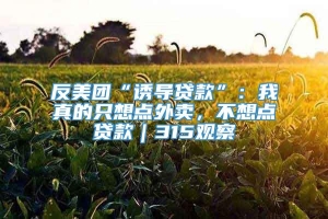 反美团“诱导贷款”：我真的只想点外卖，不想点贷款｜315观察