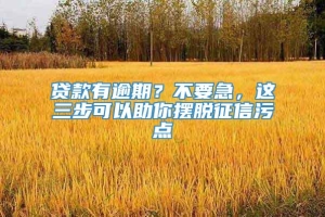 贷款有逾期？不要急，这三步可以助你摆脱征信污点