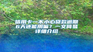 信用卡一不小心贷款逾期6天还能用嘛?一文简易详细介绍
