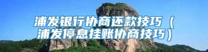 浦发银行协商还款技巧（浦发停息挂账协商技巧）