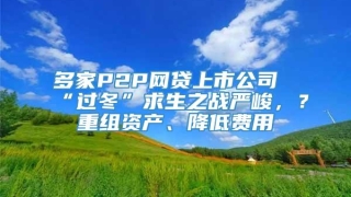 多家P2P网贷上市公司“过冬”求生之战严峻,?重组资产、降低费用