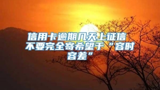 信用卡逾期几天上征信 不要完全寄希望于“容时容差”