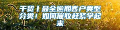 干货丨最全逾期客户类型分类！如何催收赶紧学起来