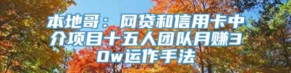 本地哥：网贷和信用卡中介项目十五人团队月赚30w运作手法