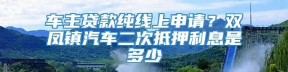 车主贷款纯线上申请？双凤镇汽车二次抵押利息是多少