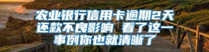 农业银行信用卡逾期2天还款不良影响 看了这一事例你也就清晰了