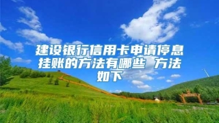 建设银行信用卡申请停息挂账的方法有哪些 方法如下