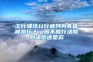 工行潍坊分行被列为失信被执行人：因不履行法院判决偿还垫款