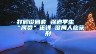 打牌设圈套 强迫学生“网贷”还钱 设局人终获刑