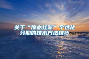 关于“停息挂账”个性化分期的技术方法技巧