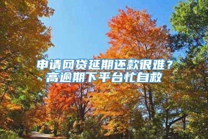 申请网贷延期还款很难？高逾期下平台忙自救