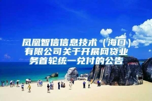 凤凰智信信息技术（海口）有限公司关于开展网贷业务首轮统一兑付的公告