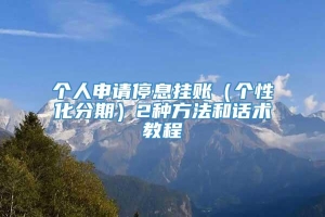 个人申请停息挂账（个性化分期）2种方法和话术教程