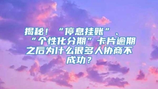 揭秘!“停息挂账”、“个性化分期”卡片逾期之后为什么很多人协商不成功?