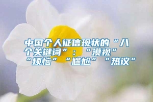 中国个人征信现状的“八个关键词”：“漠视”“烦恼”“尴尬”“热议”