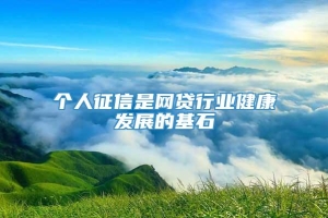 个人征信是网贷行业健康发展的基石