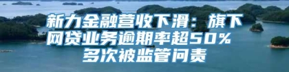 新力金融营收下滑：旗下网贷业务逾期率超50% 多次被监管问责