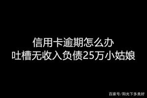 别让你的债务摧毁你，吐槽一下信用卡逾期负债20多万的无收入女孩