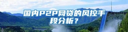 国内P2P网贷的风控手段分析？