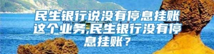 民生银行说没有停息挂账这个业务,民生银行没有停息挂账？