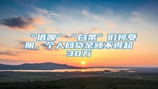 “借呗”“白条”们将受限,个人网贷余额不得超30万